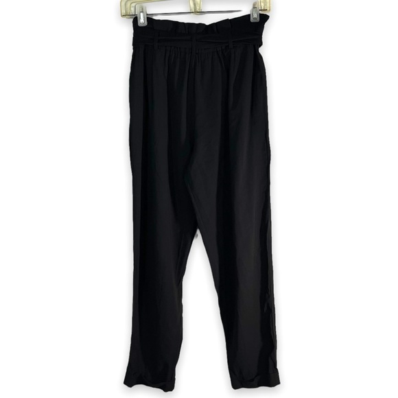 Zara TRF Collection Paperbag Tie Waist Trousers Pants, Black, Size Small - Picture 10 of 10